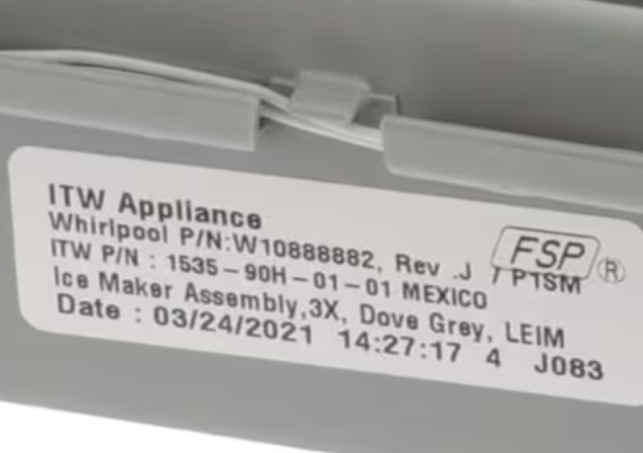Whirlpool Icemaker W10888882, 1535-90H-01-01, J083