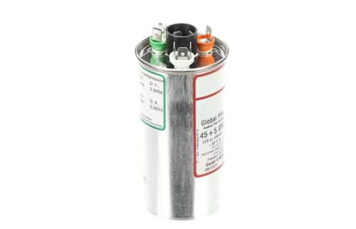 Dual Run Capacitor, 45+5 µF, 370/440VAC, 50/60Hz, Round, OEM Replacement, for HVAC Systems, Hermetic Compressor + Fan, Protected 10,000AFC, Non-Flammable