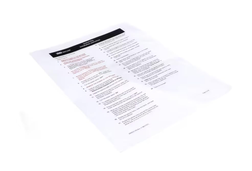 Fits Taylor 040655-INS REV G AGREEMENT-LICENSE-USER-28 Day