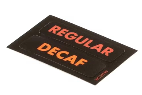 Fits Wilbur Curtis WC-39799 Label, UCM Overlay, Regular/Decaf, Black/Orange