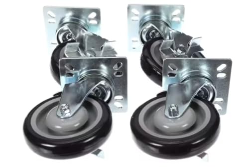 Fits Krowne 28-107 Plate Caster, Swivel with Brake, 5" Diameter, 4" X 4", 220 Lbs Pe