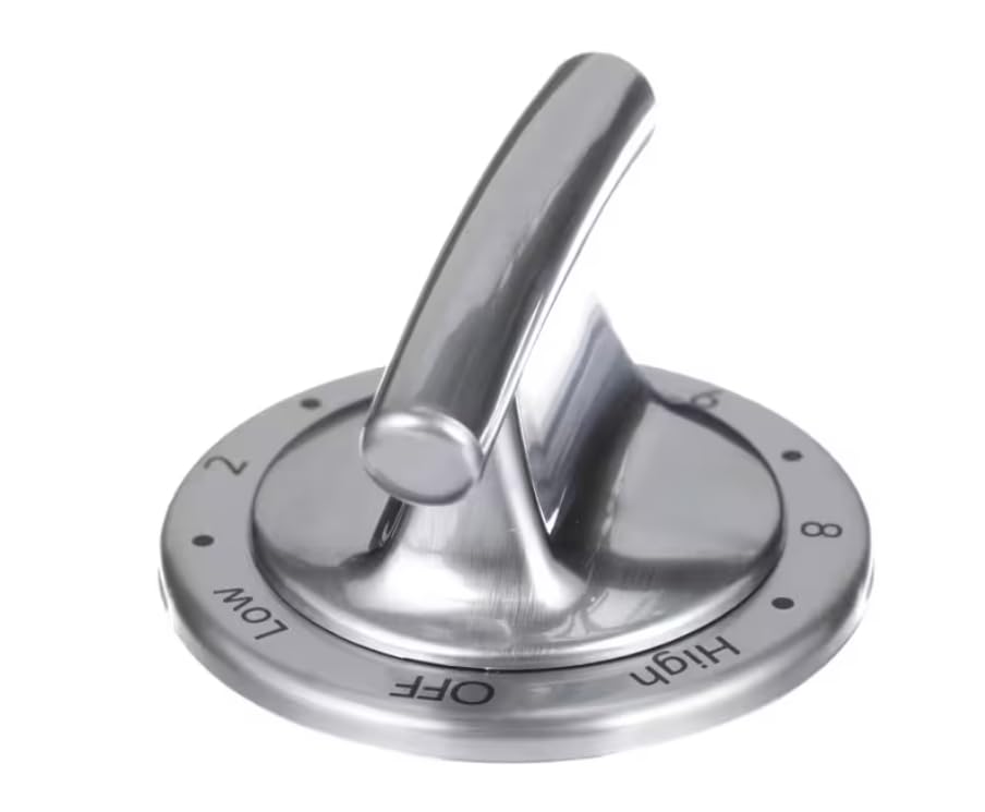 KIP Control Knob, Top Element, Off-Low-2-8-High, Stainless Steel, Range