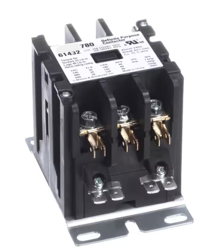 Fits Heatcraft Mars 780 61432 Contactor, 208-240 Volt Coil, 50/60HZ, 30 Amp, 3 Pole