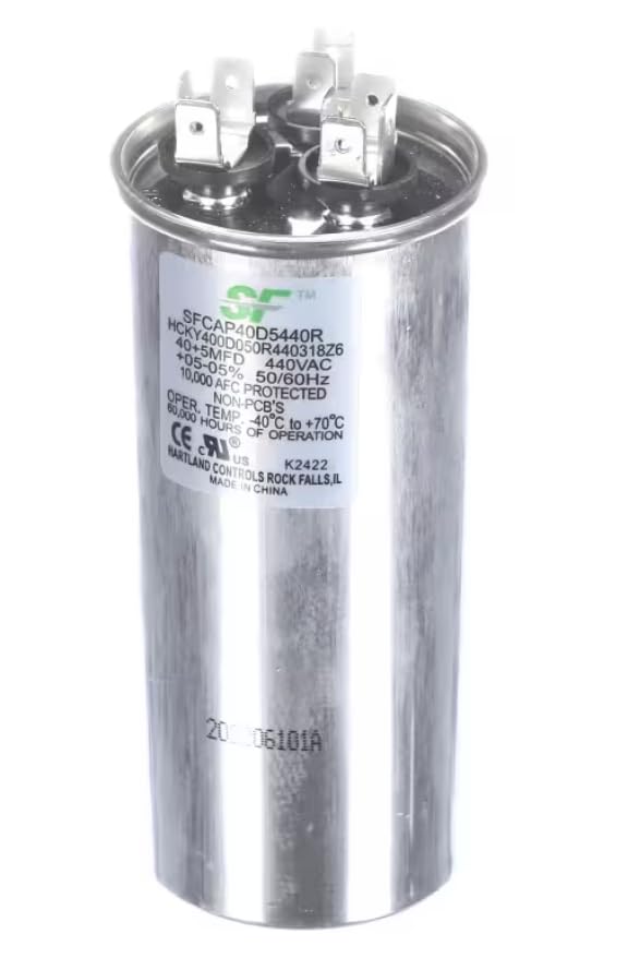Fits Trane SF™ K2422 Hartland Controls Made in China Capacitor, Run, 40+5MFD, 440V, Round