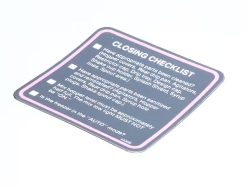 Fits Taylor 44309 Decal, Closing Checklist