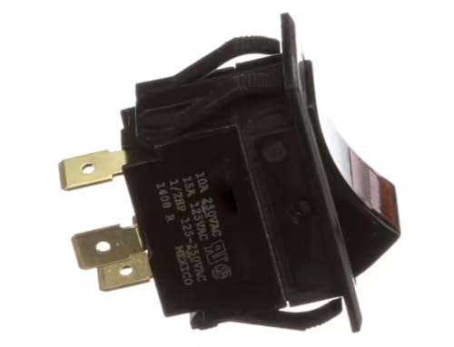 Fits Tri-Star Manufacturing 10A 250VAC 15A 125 VAC 1/2HP 125-250VAC 1408 R Rocker Switch, Lighted, Red, SPST