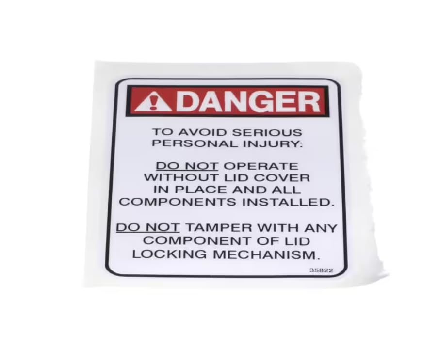 Fits Henny Penny 35822 Label/Decal, Danger-Lid Cover, English for PFE-58X, PFE-591, PFE-59X