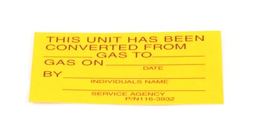 Fits Southbend Range 116-3932 Label, Gas Conversion