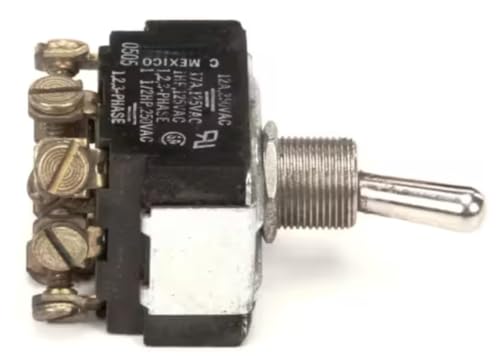 Fits Cleveland 0505 12A 250VAC 125VAC 1,2,3 Phase 1 1/2 HP Toggle Switch, On/Off, 3PDT, 9 Terminal, 115V, 17 Amp for 2DE, 2DE24, 2DG