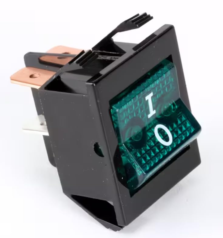 1207 Rocker Switch, On/Off, Green Lighted, 16A, 250V for FS2HAC-2PT, FS2HAC-4PT, FSHAC-2
