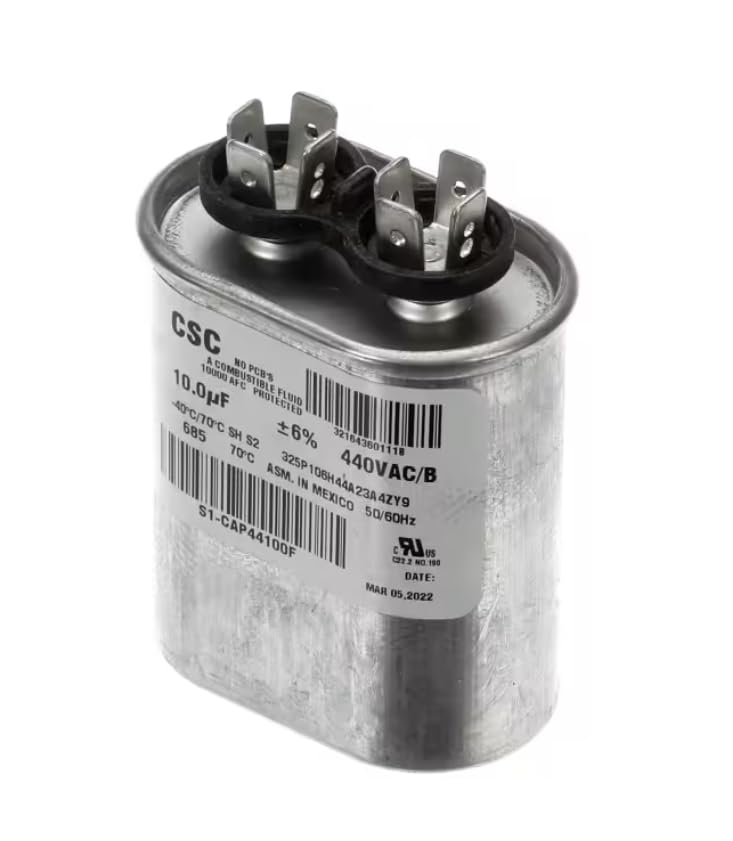 Fits York 321643601118 685 325P106H44A23A4Z9 Capacitor, Run, 10.0uF, 440VAC, 50/60HZ, Oval