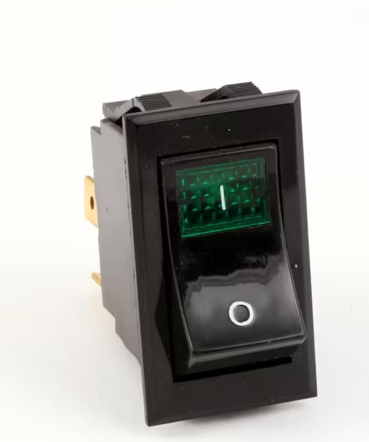 Fits Wells 1128 R 10A 250VAC 15A 125 VAC 3/4 HP 250 VAC Switch, Rocker, DPST, Lighted Green, 250V, 10A for 1222, 1222CA, 1223-2G