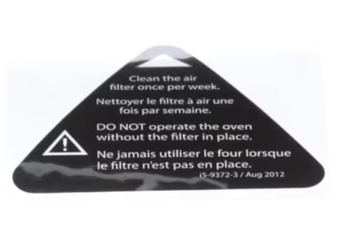 Fits TurboChef i5-9372-3 Label, Clean Filter Weekly, English/French