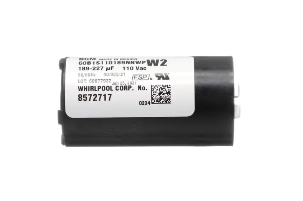 Fits Whirlpool 60077932 0234 189-227MFD Capacitor, Motor Start, 189-227UF, 110VAC, 50/60HZ, Washing Machine for 7MWT96720WM0, LTG5243DQ9, LSR7133PQ0