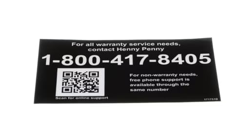 Fits Henny Penny 171751B Label/Decal, Warranty Service-Tech Support, US/Canada for LOV300, PQE-500