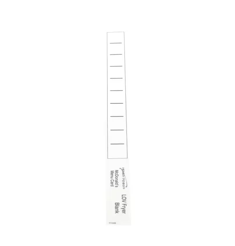 Fits Henny Penny 77249 Menu Card, Blank, LOV. for LVE-102, LVE-103, LVE-104