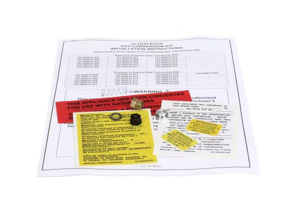 Fits Pitco 143-000015-013 155-000038-075 155-000039-001 Conversion Kit, Propane to Natural, P20-20