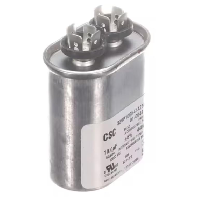 Fits Nortek 325P106H44A23A45N0 01-0044 10.0 uF 0145 685 32129896 C22.2 NO.190 Run Capacitor, 10uF, 440VAC, 50/60HZ, Oval