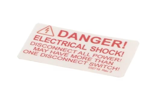 Fits Taylor 032718 REV.3 Lab./Dec., Danger Electrical Shock-Disconnect Power, Twin, Small