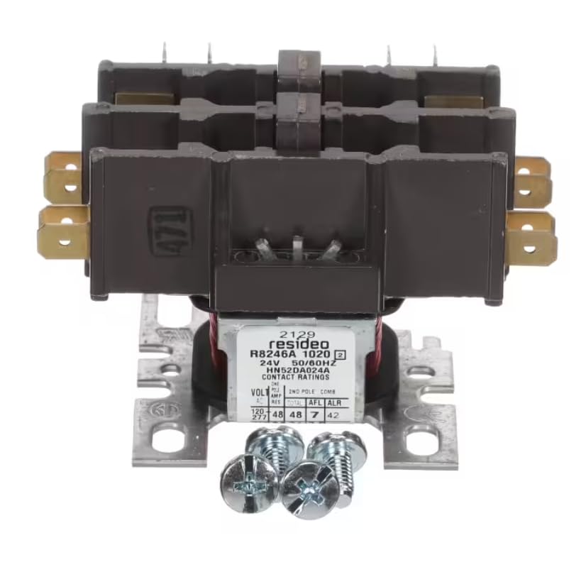 Fits Carrier HVAC 2129 R8246A 1020 HN52DA024A Contactor, 2 Pole, 24VAC 50/60HZ Coil