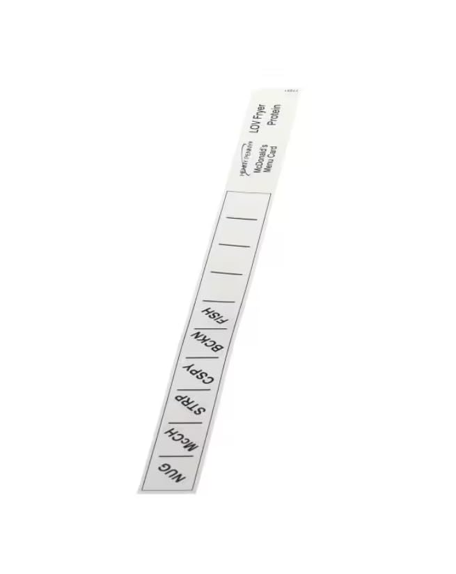 Fits Henny Penny 77251 Menu Card, Protein, LVE/LVG for LVE-102, LVE-103, LVE-104