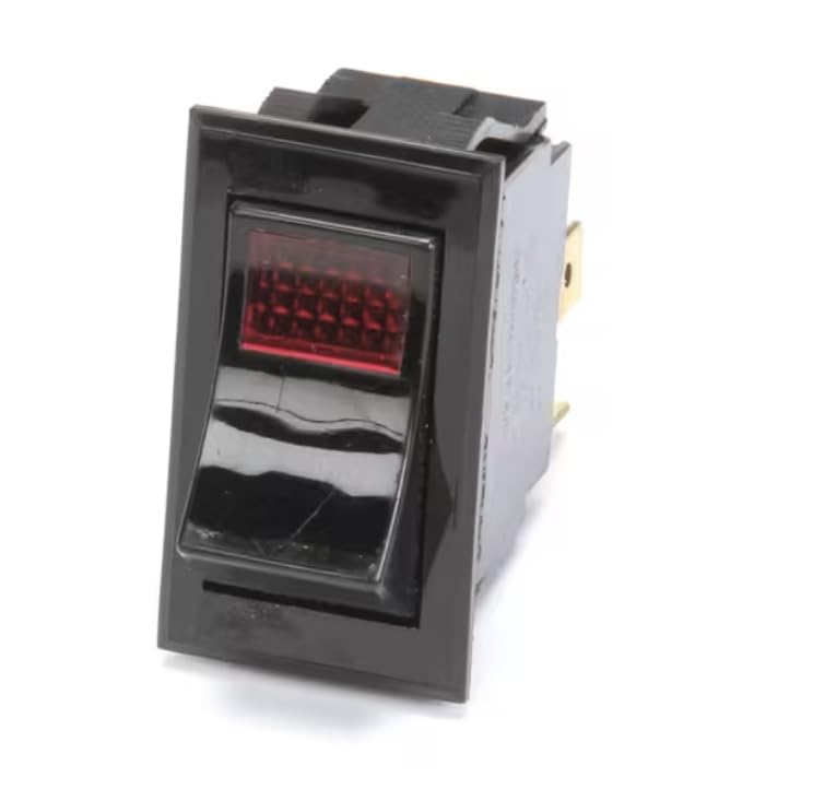 Fits Jade 10A 250VAC 15A 125VAC 3/4 HP 1241 R Switch, Rocker, DPST, Lighted Red