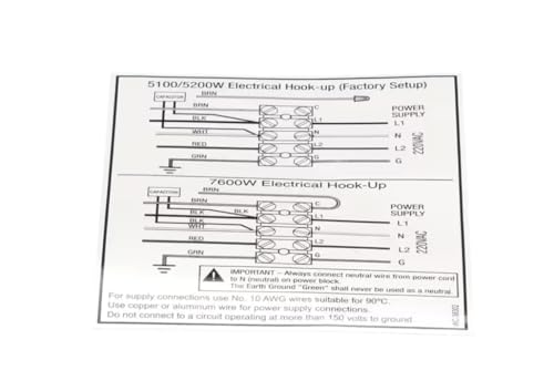 Fits Wilbur Curtis WC-38302 Label, Electrial Hook-Up