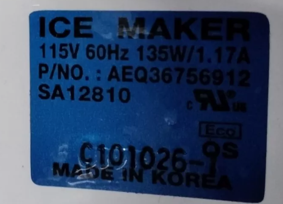 LG AEQ36756912, SA12810, C101026-1, 115V, 60HZ, 135W/1.17A, Refrigerator Ice Maker Assembly Kit