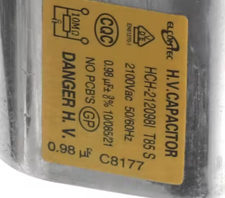 Magic Chef HCH-212098I, T85 S, High Voltage Capacitor, 0.98uF, 21000VAC, 50/60HZ, Microwave