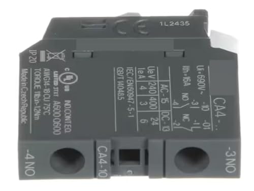 Fits Alliance Laundry Systems CA4-.. Ui 690V~ Ith 16A A600 Q600 3TXT AWG14-18 IP 20 1L2435 Auxiliary Contact, Normally Open, ABB/CNT for BA025E, BA025F, BA030E