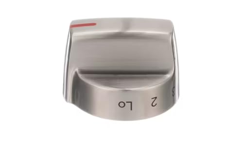 KIP 5R93 Knob, Top Burner Valve, Off-Lo-2-6-Hi-Lite, Stainless, Range for FGGF3059TF, FGGF3059TFA, FGGF3059TFB