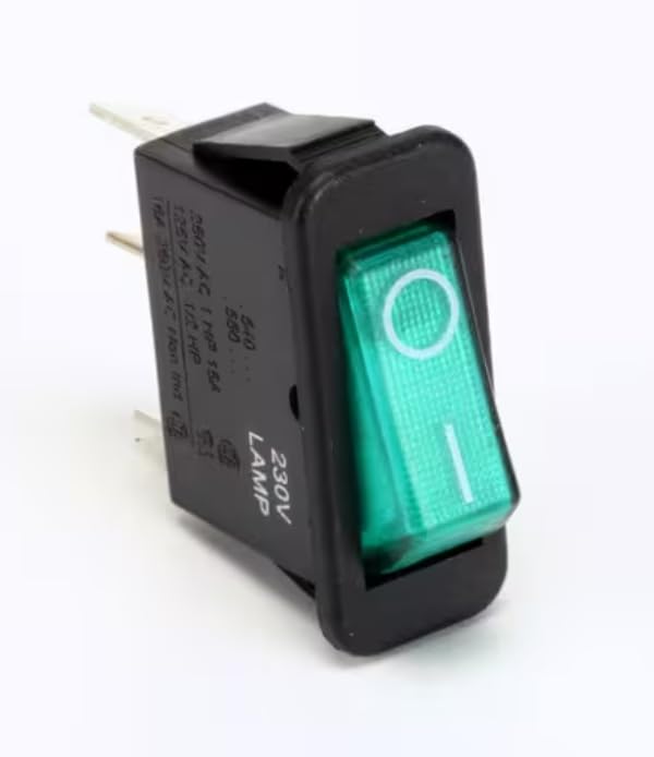 Fits Garland 5503P. 12A 250V ~T125 230V LAMP Switch, Rocker, SPDT, Lighted Green for EFW500, ED-15F, EFW400