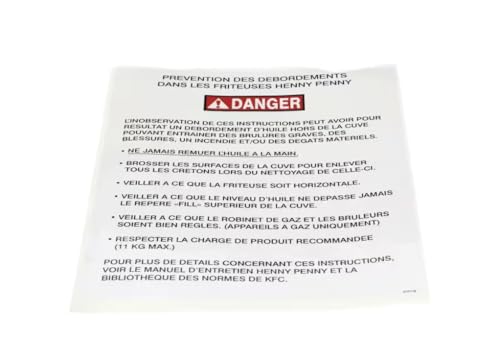 Fits Henny Penny 97071B Label, Boilover, KFC, FRE
