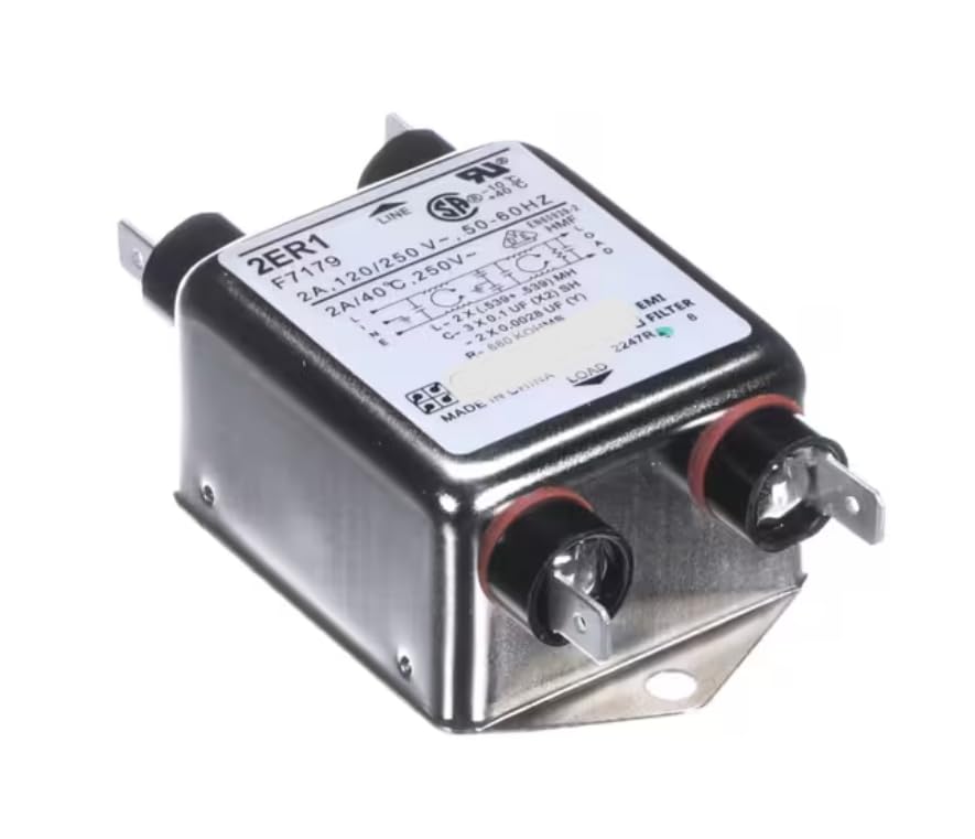 Fits Taylor 2ER1 F7179 2A, 120/250V~, 50/60HZ 2247R EN60939-2 Power Line EMI Filter, 2 Amp, 120/250V, 50/60HZ