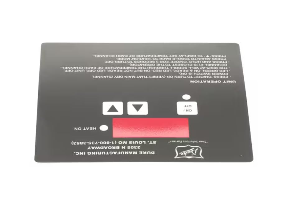 Fits Duke 2305 6818 Mylar/Overlay, 3-Channel Control for HDC3, Taco Bell Dual-Line Counter, HDC3/HDC6