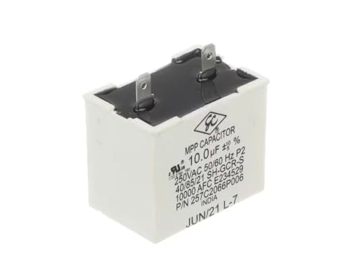 Compressor Run Capacitor Fits GE Appliance 257C2066P006 – 10uF, 250VAC, 50/60Hz, Refrigerator