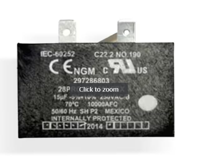NGM LT.88981 Run Capacitor, 15uF, 250 Volt, Refrigerator for CFFH17F1RW0, FFSS2615TE0, FLS26Z2GKW5