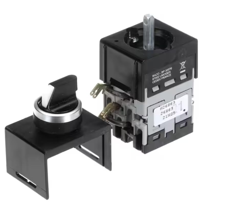 Fits Taylor 50HZ/60HZ Ith 20A AC 21A:16A 690V AC-3:4kW 3x400Vac 60947-3 60947-3 30076 87002 N26863 26863 21W25 Switch with Knob, Rotary, On-Off-On