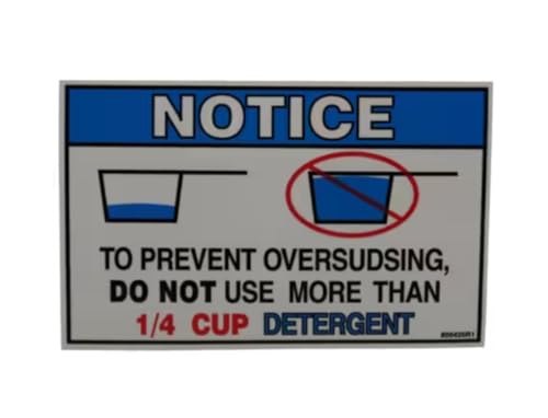 Fits Alliance Laundry Systems 800420R1 Label Notice-Oversudsing for BWFLE4*N4000, BWFLE5*N4000, BWFXE4*N4000
