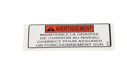 Fits Henny Penny 60226C Label/Decal, Warning-Oil Level, French