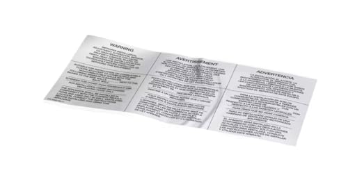 Fits Middleby 35000 REV H, Warning-Improper Installation, English/French/Spanish