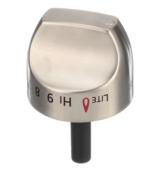 222D3006 P001-3 Knob, Top Burner, Off-Lo-1-9-Hi-Lite, Range for C2S980SEM1SS, C2S980SEM2SS, C2S980SEM3SS