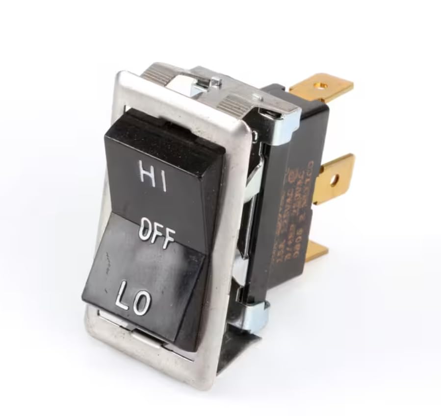 Fits Blodgett 0806 R Rocker Switch, SPDT, 115V, 1 Phase, 2SP, Blower, HI-Off-LO, Black for GZL Series