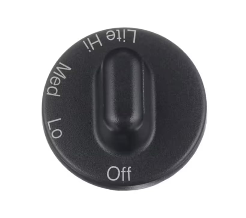 KIP5915 Knob, Off-Lo-Med-Hi-Lite, Black, Top Burner, Range/Cooktop