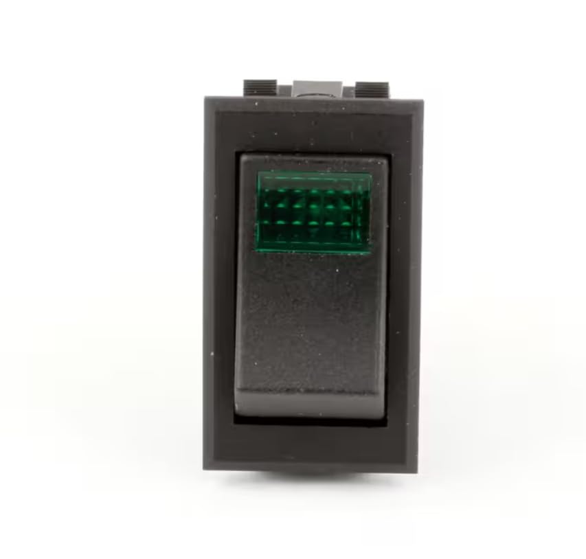 Fits Carter-Hoffmann 1227 R Rocker Switch, 120V, 20A, Green Light for GPM1, HB125, HB128