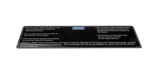 Fits Henny Penny 168573D Label, Shortening Melt, GMV for OXE-100, PXE-100