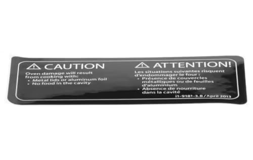 Fits TurboChef i1-9181-3.B Caution Label/Decal, Metal/No Food in Cavity, English/French