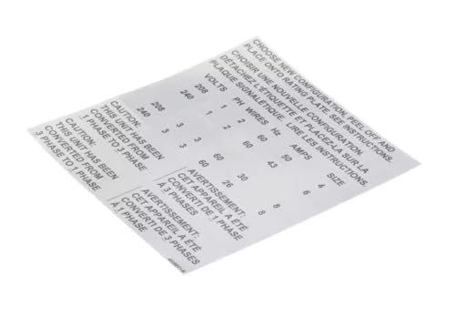 Fits Garland 4533011-A Decal/Label, Electrical/Phase Conversion, English/French