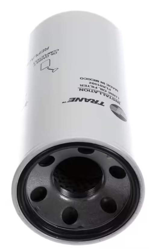 "Fits Trane TRANE™ OIL GASKET COMPLETELY HAND TIGHTEN UNTIL GASKET CONTACTS BASE REPLACE WITH GENUINE TRA Oil Filter, Spin-On, 8"" Long, 3 Micron