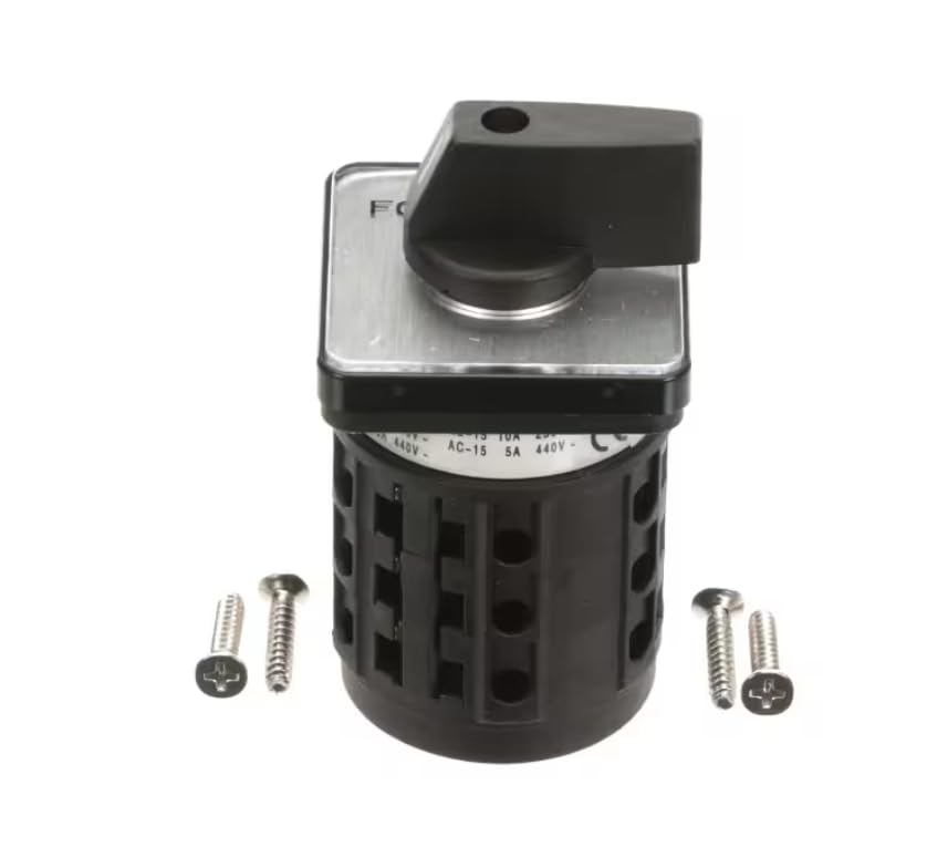Fits Globe EN60947-3 AC-3 Rotary Switch with Knob & Screws, Forward/Off/Reverse for CM12, CM22